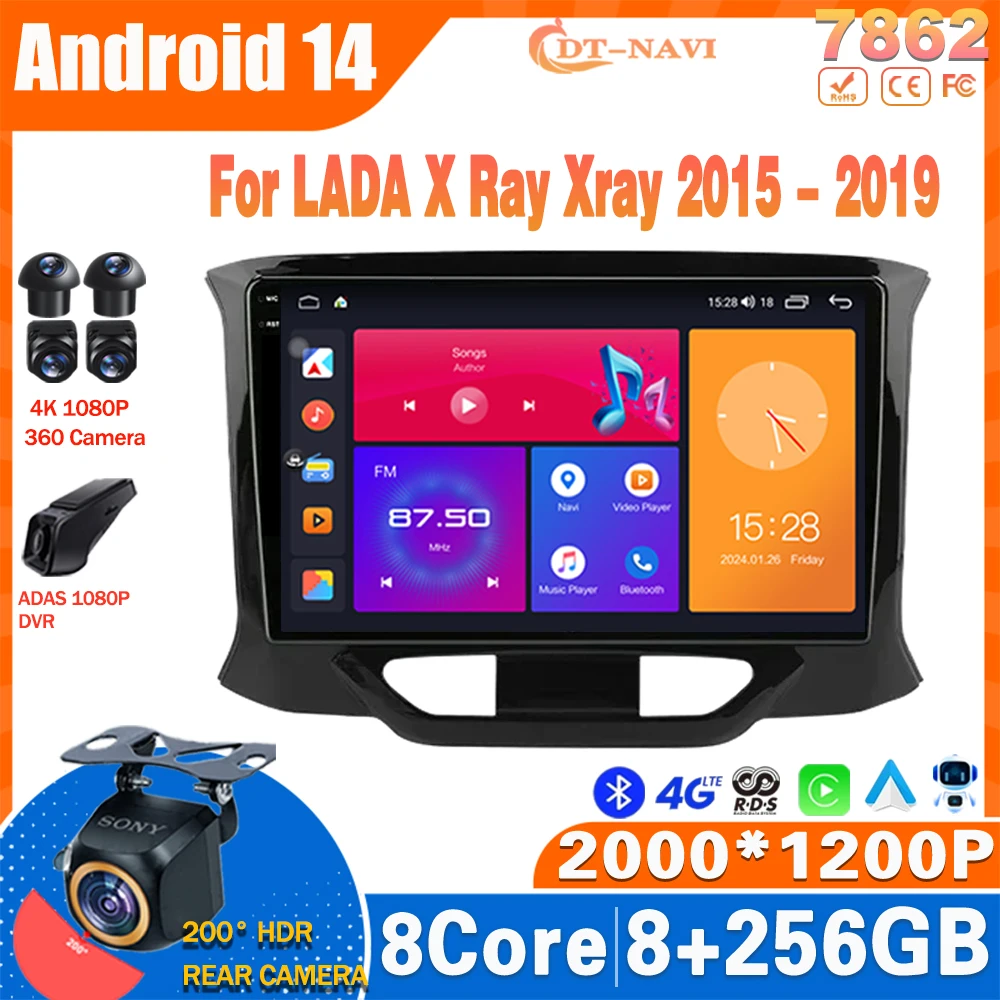 

Android14 Car Radio For LADA X Ray Xray 2015 - 2019 Multimedia Video Player Navigation GPS NO 2Din DVD Carplay Stereo Head Unit