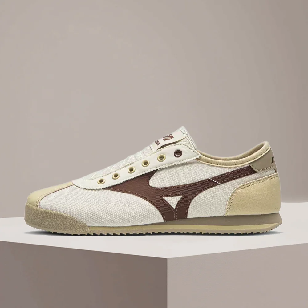 Mizuno LG 60S SLIPON Unisex Beige Low-Top Slip-On Shoes – Two-Tone Design, Fashionable Versatile Casual Lifestyle D1GH240215