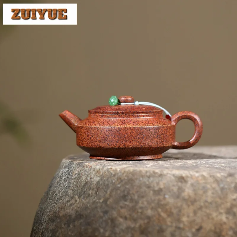 

Чайник из фиолетовой глины Исин, 210 мл, круглая тарелка ручной работы с цветком сливы, горшок с необработанной рудой, киль, золотой песок, чайник, чайник, чайный сервиз Zisha