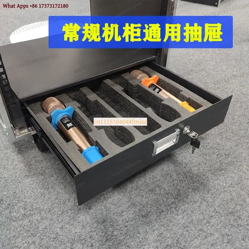2U Full Metal Wood Drawer Air Case Lock Wireless Microphone 19 Inch Standard Rack Mount Cabinet