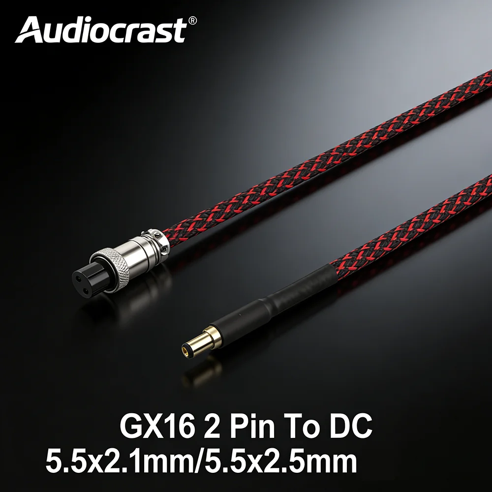 

Audiocrast HiFi GX16 2 Pin To DC 5.5x2.1mm/5.5x2.5mm Power Cable Gold Plated Copper for Linear Power Supply