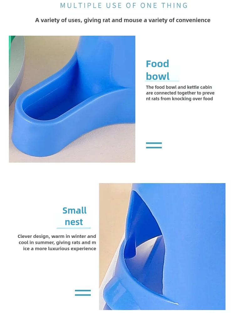 Hamster water dispenser, feeder, golden bear feeding, 3-in-1 mini food bowl, water bottle holder, shade, shelter