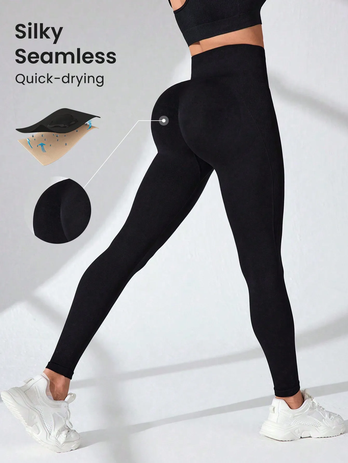 Women Silky Seamless Yoga Leggings High Waist Butt Lifting Quick Dry Tummy Control Gym Workout Running Fitness Pants