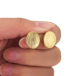 4pcs Stainless Steel Oval 18K Gold Plated Stud Earrings For Jewelry Making DIY Earring Base Connector Jewelry Supplies Findings
