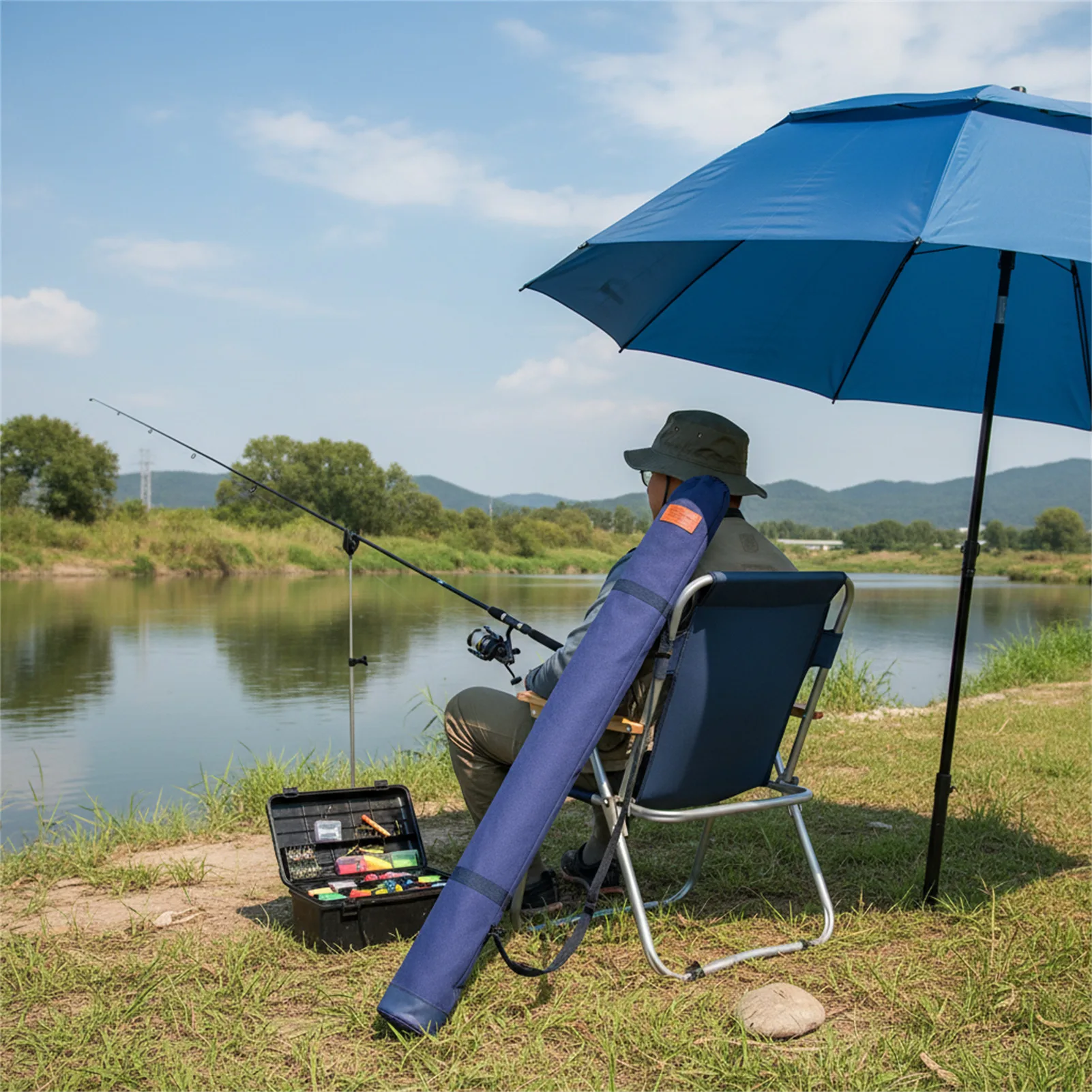 Fishing Umbrella Storage Bag Heavy Duty Canvas Fishing Rod Bags Fishing Gears Organizer For Fishing Poles And Umbrellas