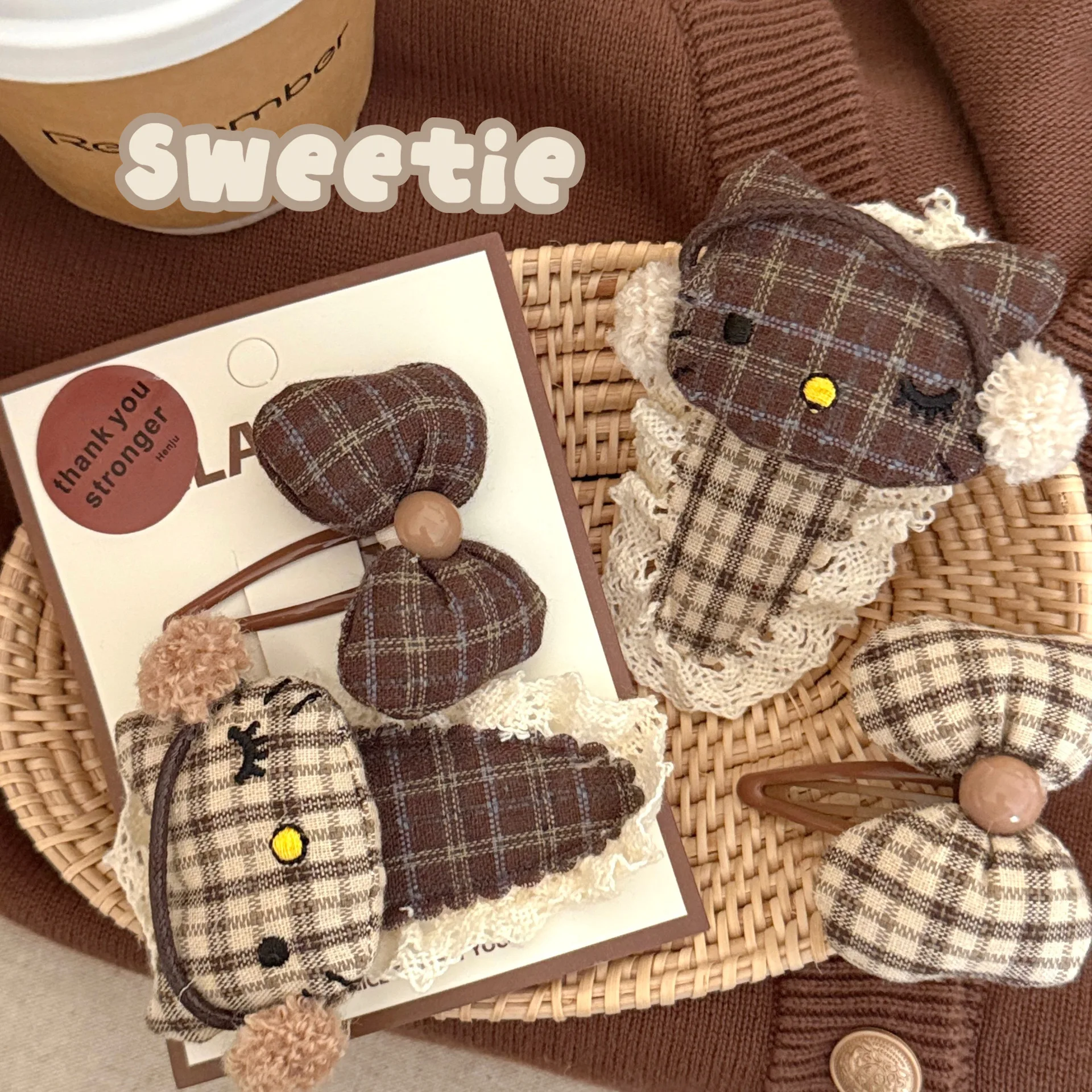 

Новая зимняя заколка для волос с бантиком в клетку Maillard, милая заколка BB, универсальная заколка для челки для девочек и сломанная заколка для волос