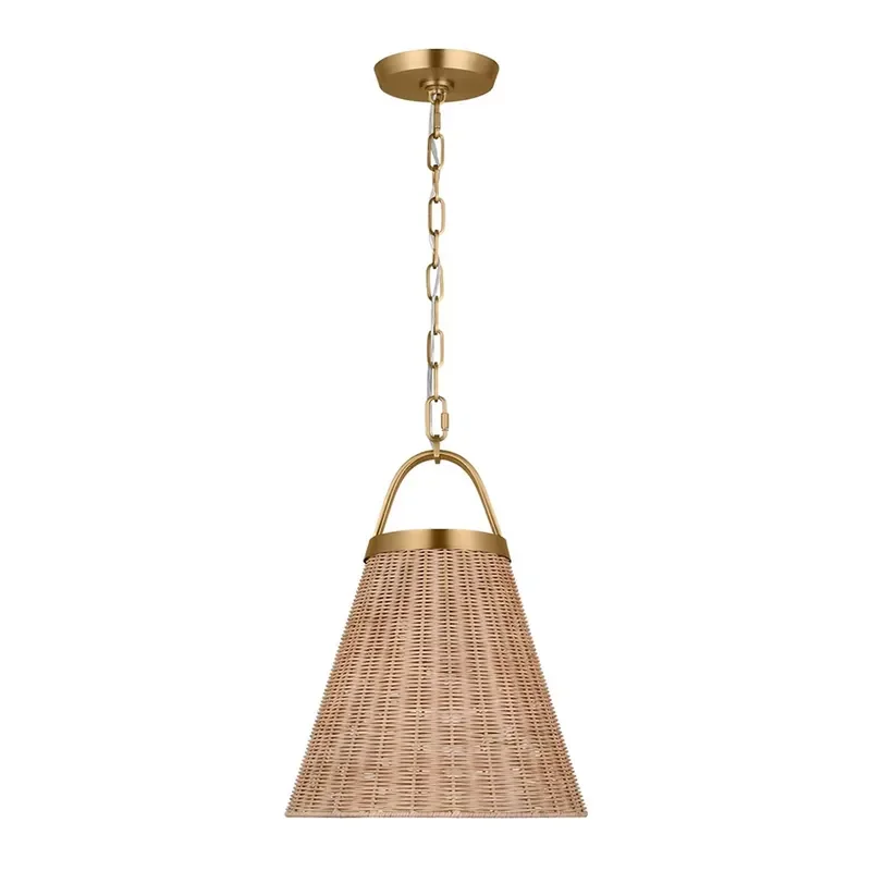 Bohemian LED Ceiling Chandelier American Wabi Sabi Style Home Decor Natural Rattan Pendant Light Fixture for Living Room
