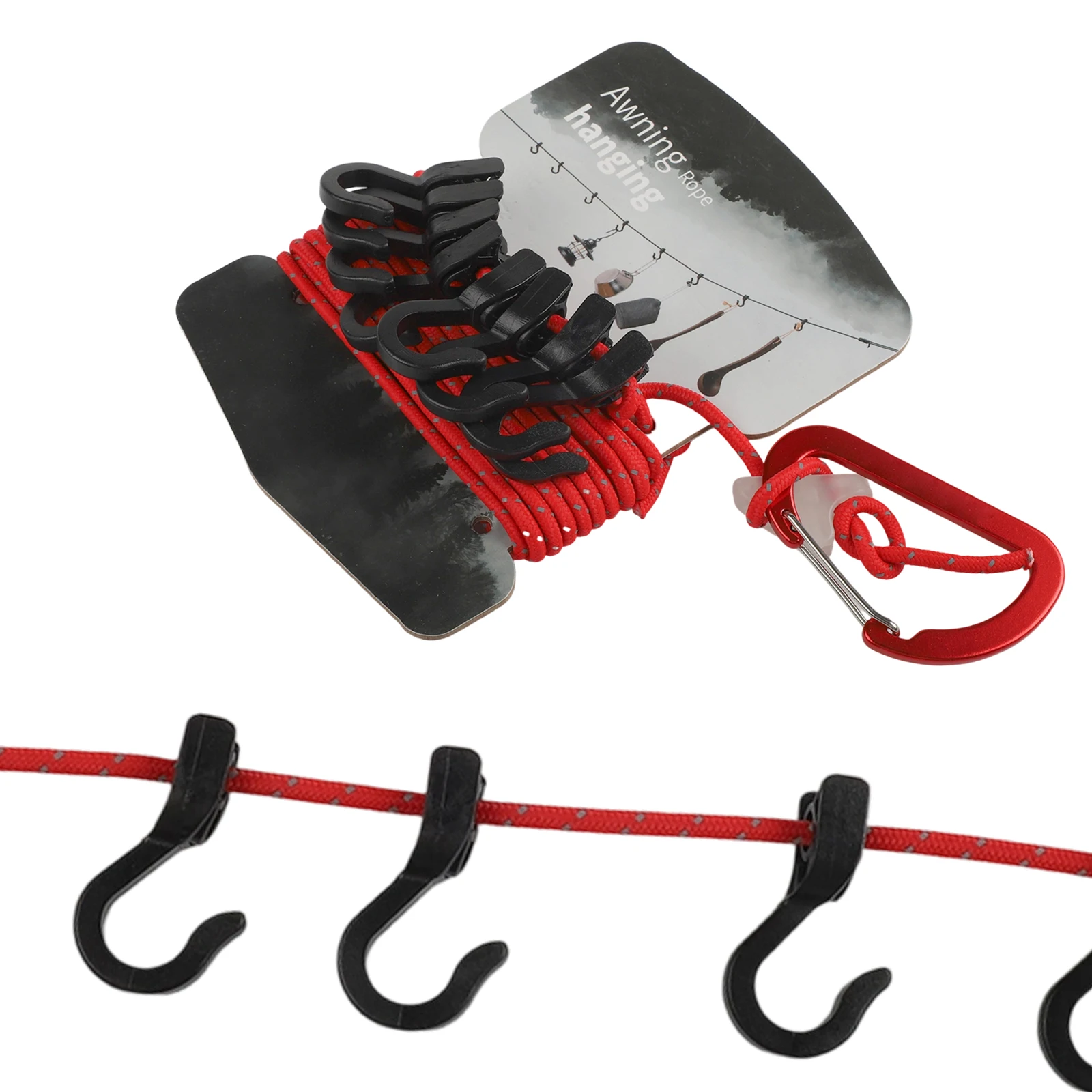 

Набор для хранения вещей для походов на природу: многофункциональная регулируемая нескользящая веревка для белья/тента 430 см с крючками