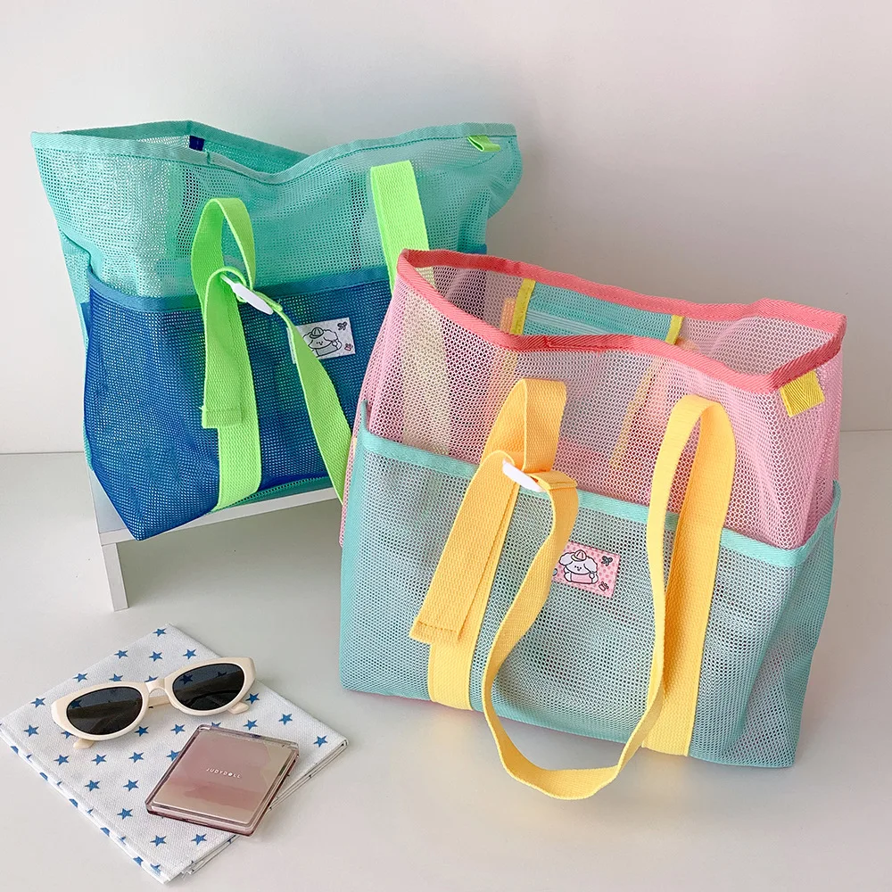 Hot sales Summer Simple Color-Blocking Netted Crossbody Bag Portable Outdoor Travel Large Capacity Beach Bag Shoulder Bag Gifts