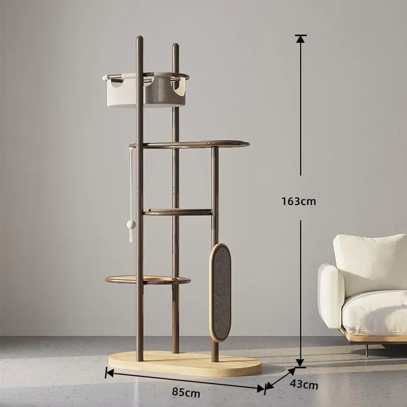 Multi-functional Cat Tree & Climbing Frame Solid Wood & Iron Scratch Pad Nest Foreign Trade Packing