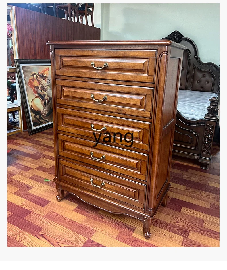 LMM American solid wood pure log storage cabinet bedroom bedside table chest of drawers