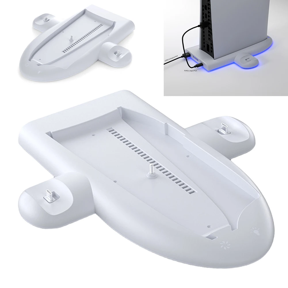 Vertical Cooling Stand 2 Controller Charging Dock with RGB Light Charging Base Holder 3-Level Cooling Fan for Playstation Slim