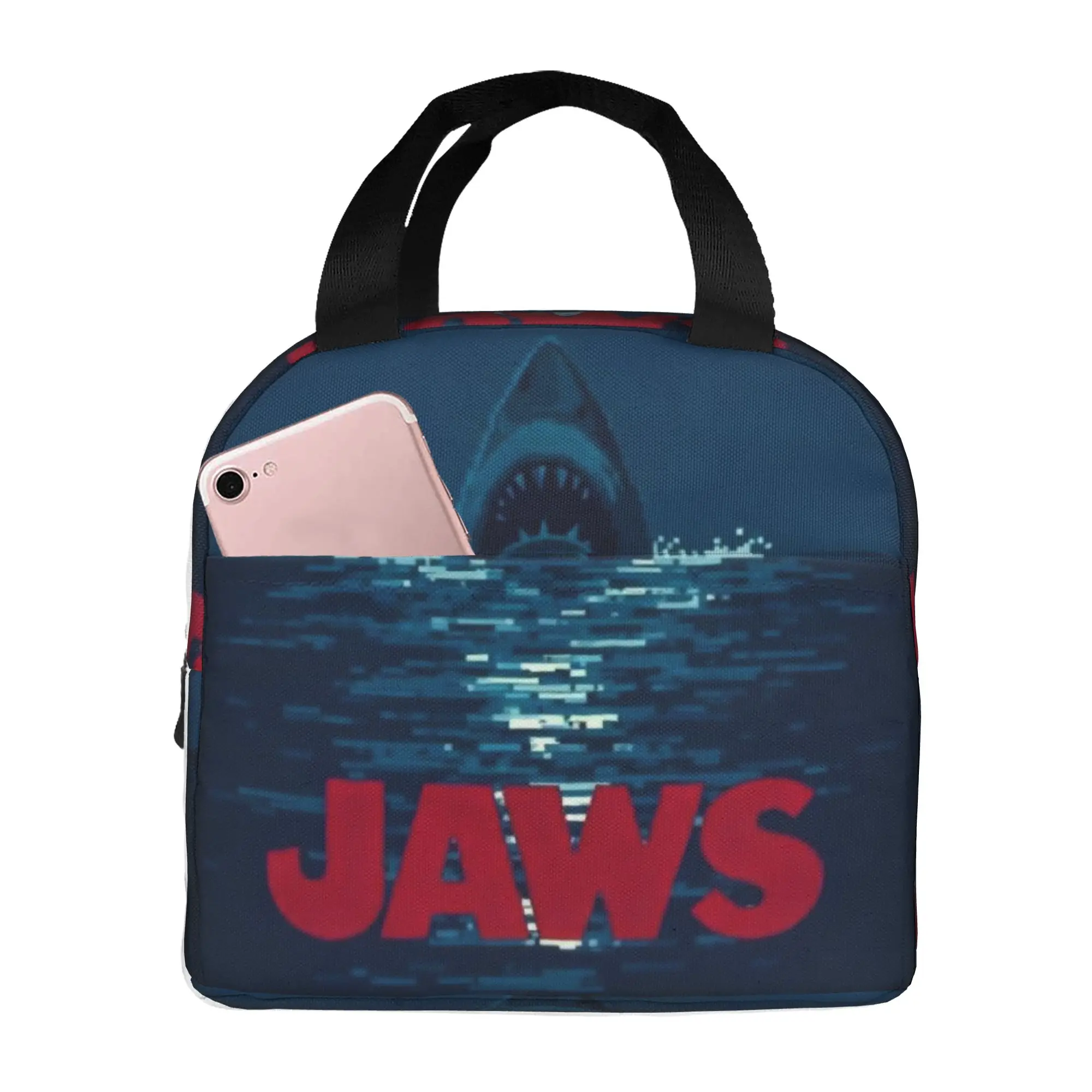 J-Jaw-Shark Lunch Bag Women Classic Film Warm Cooler Insulated Lunch Boxes for School