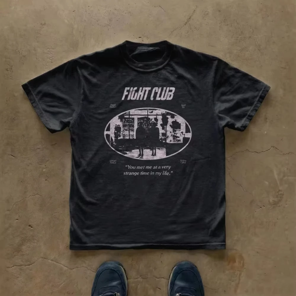 2026 Summer New Model Combat Club T-shirt - High-quality, Casual, Comfortable and Breathable Men's Printed Round-neck T-shirt