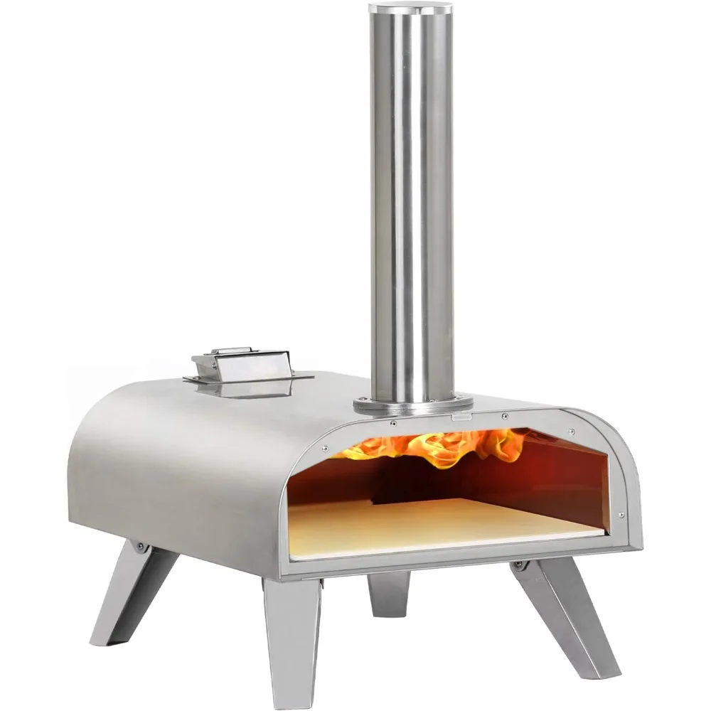 BIG HORN OUTDOORS Pizza Ovens Wood Pellet 12” Pizza Oven Cooking Wood Fired Maker Portable Stainless Steel Grill