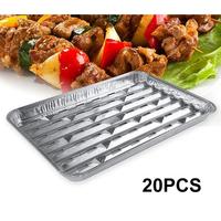 20pcs/set Disposable BBQ Pans Aluminum Foil Barbecue Grilling Trays Outdoor