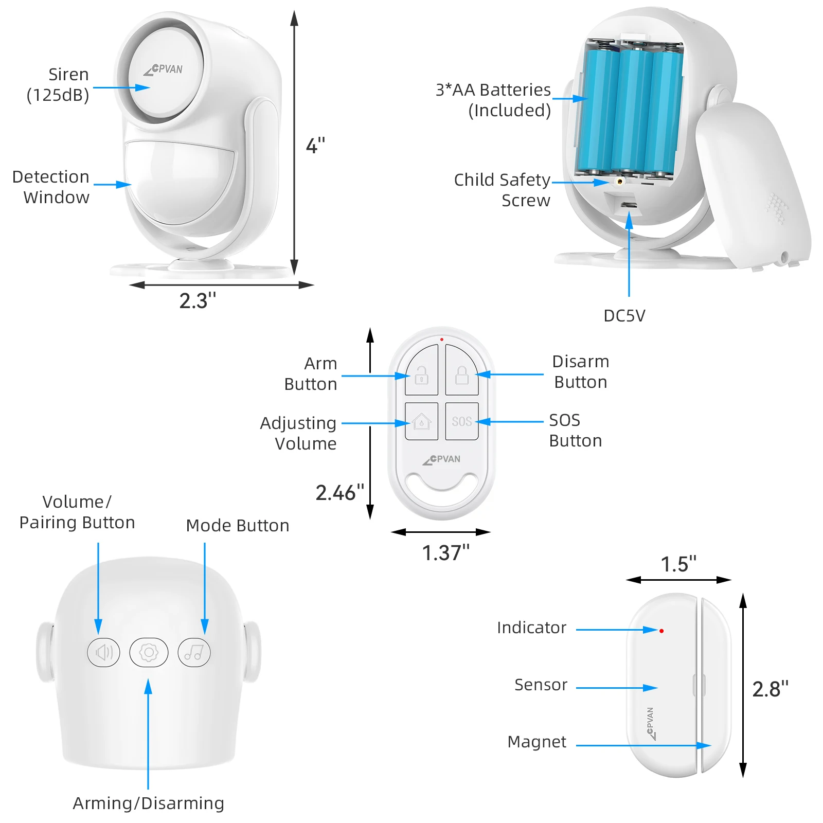 CPVAN Infrared Motion Sensor Detector Alarm Wireless WIFI Tuya Smart Home Alarm security protection System House Burglar Alarm