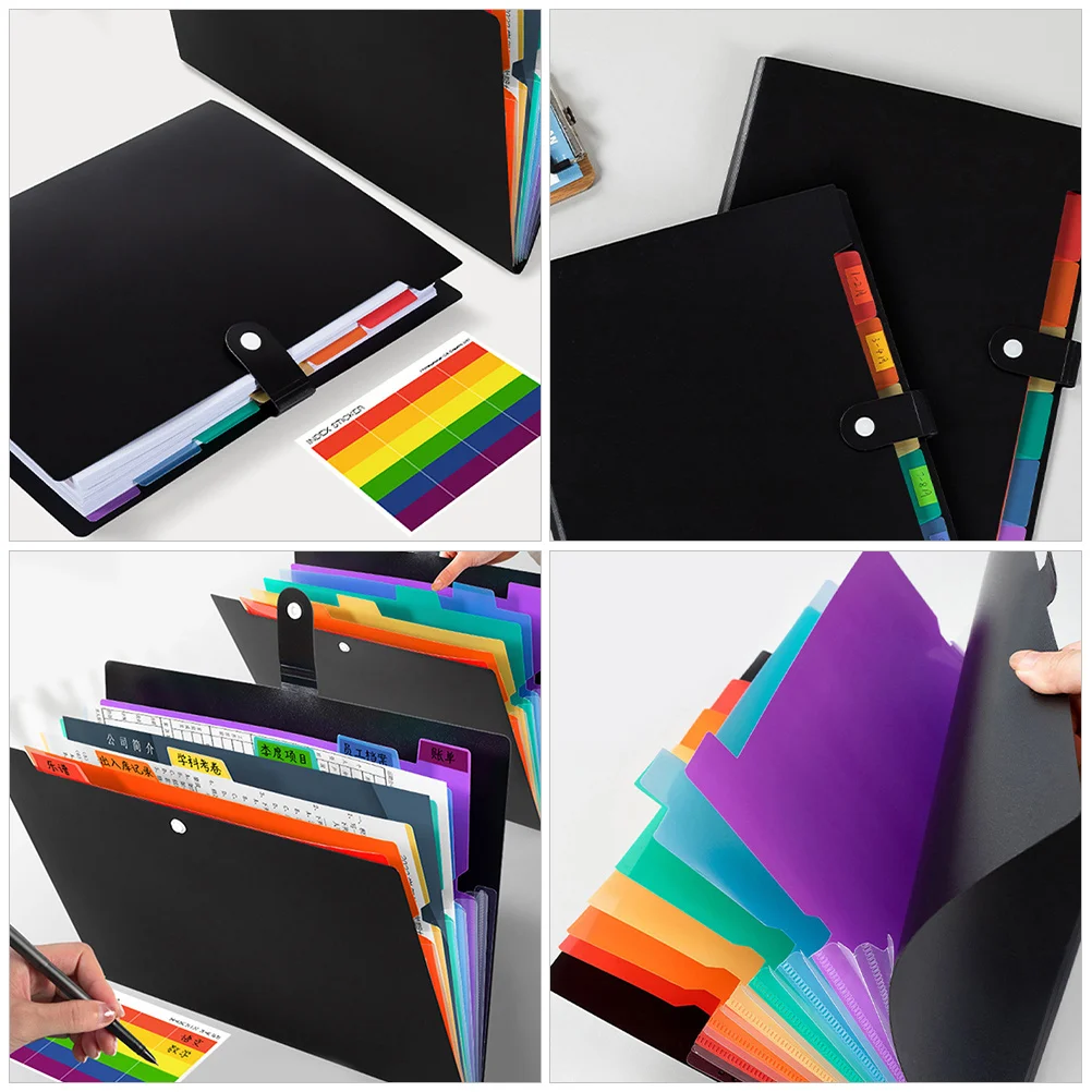 2 قطعة سعة كبيرة متعددة الطبقات مجلد ملفات حقيبة التخزين لأوراق A4 فواتير إيصالات الشيكات تذاكر العملة مكتب المدرسة المنزل #3