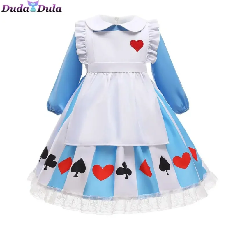 Alice Anime Cosplay Costume para Crianças, Lolita Princess Dress, Halloween Maid Clothes, Vestido de festa de aniversário para meninas, Vestido Sissy para criança