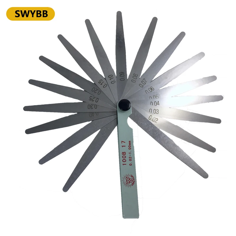 Feeler Gauge Filler 0.02mm to 1mm Metric Thickness Measurement Layout Tool 100mm Long 17 Blade