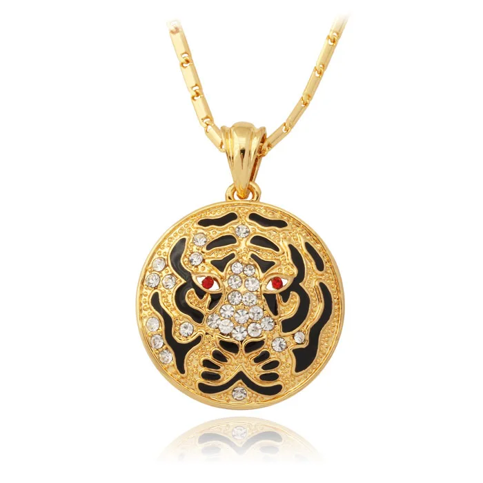 

ChainsPro Tiger Head Necklace Gold Color Austrian Rhinestone Necklace Pendant Fashion Jewelry Wholesale For Women P442