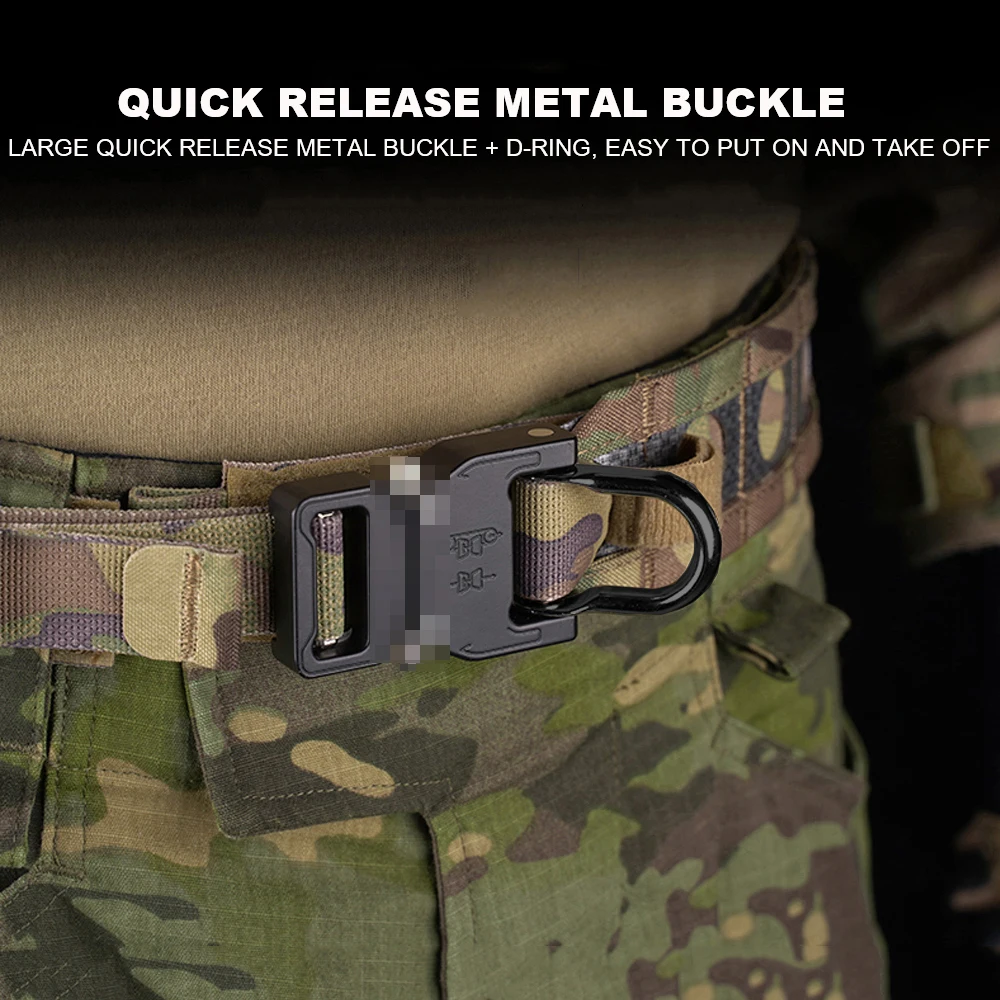 Ferro Style Tactical Bison Belt 2 Layers Quick Release Metal Buckle MOLLE System Outdoor Hunting Shooting Airsoft Waistband Gear view 3