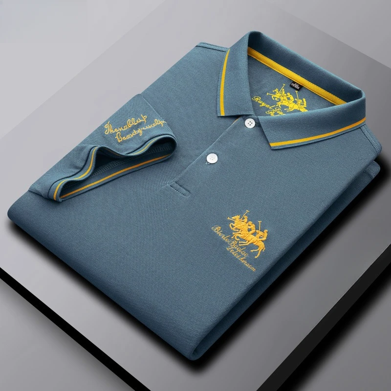 الصيف تنفس المألوف رجال الأعمال عارضة قميص بولو التلبيب المطرزة جولف أعلى ركوب الرياضة قصيرة الأكمام مهرج