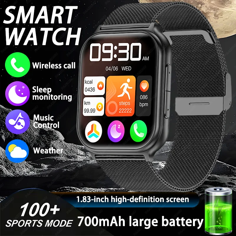 

2026 New Sports Smart Watch Men 700mAh Battery Fitness tracking Health monitoring Bluetooth Call IP68 Waterproof lady Smartwatch