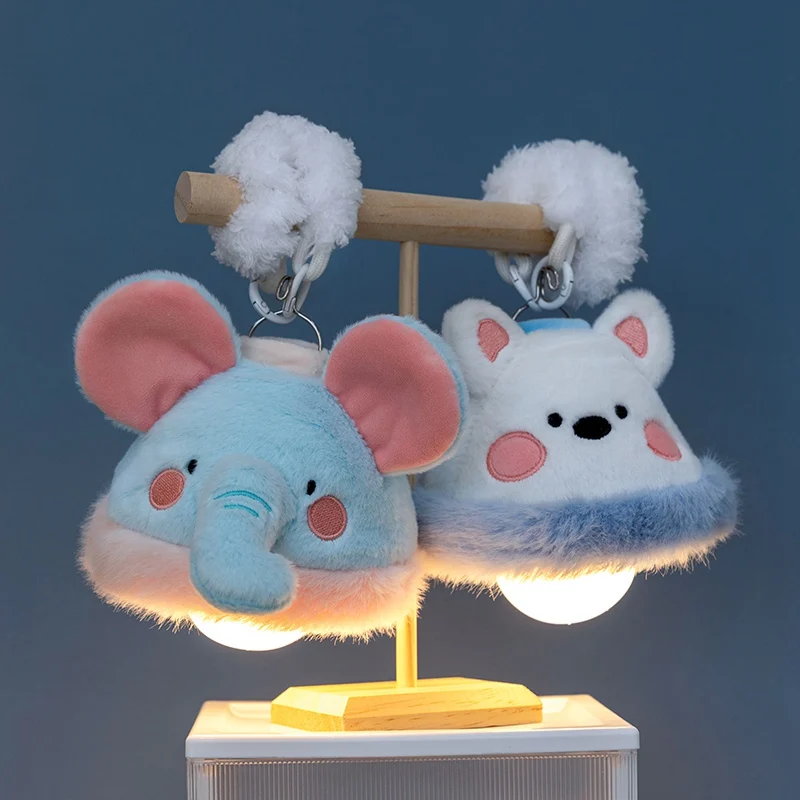 Veilleuse en peluche d'animal de dessin animé pour chambre à coucher, lampe d'ambiance de chevet Kawaii, décoration de chambre d'enfants, jouet doux LED intégré pour dormir