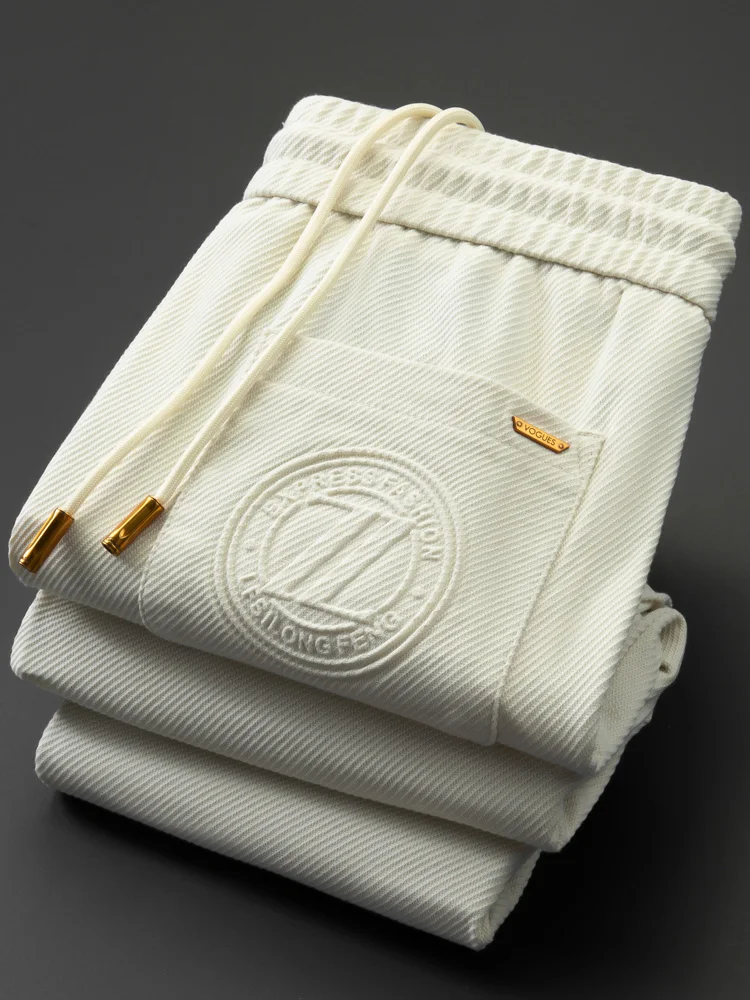 

Thin Men's Sweatpants Summer Straight Leg Slim Fit kets Casual Sport Pants Youth Faion Brand Cotton Polyester