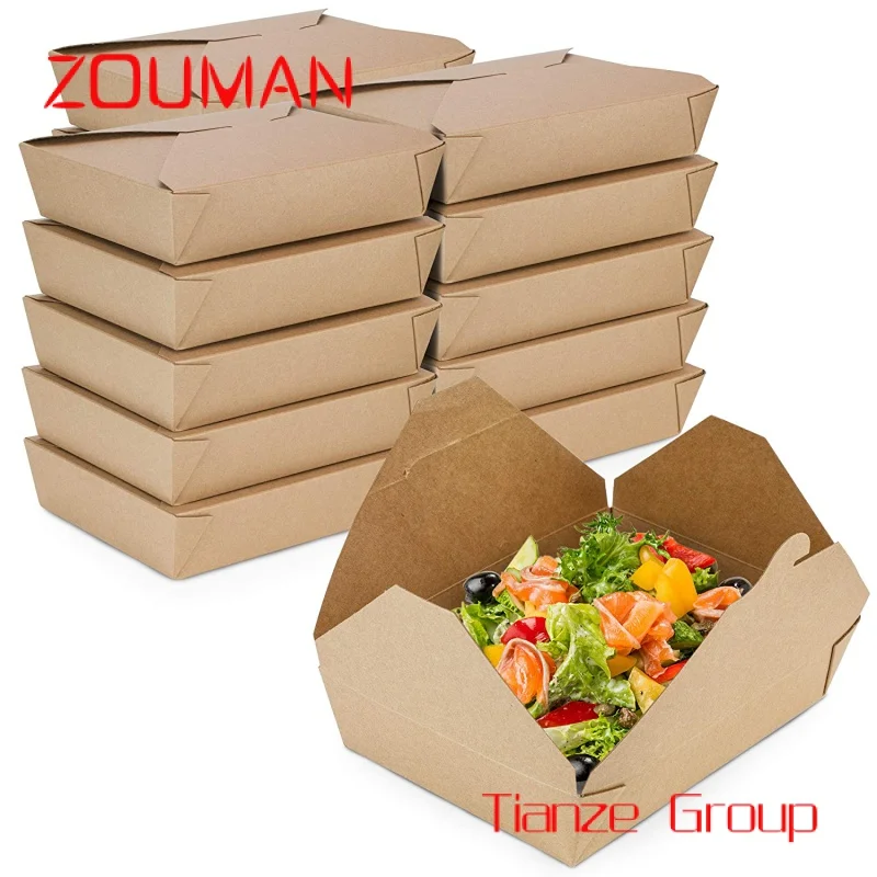 Custom , Disposable food packing container biodegradable paper lunch meal bowl party craft paper salad burger box