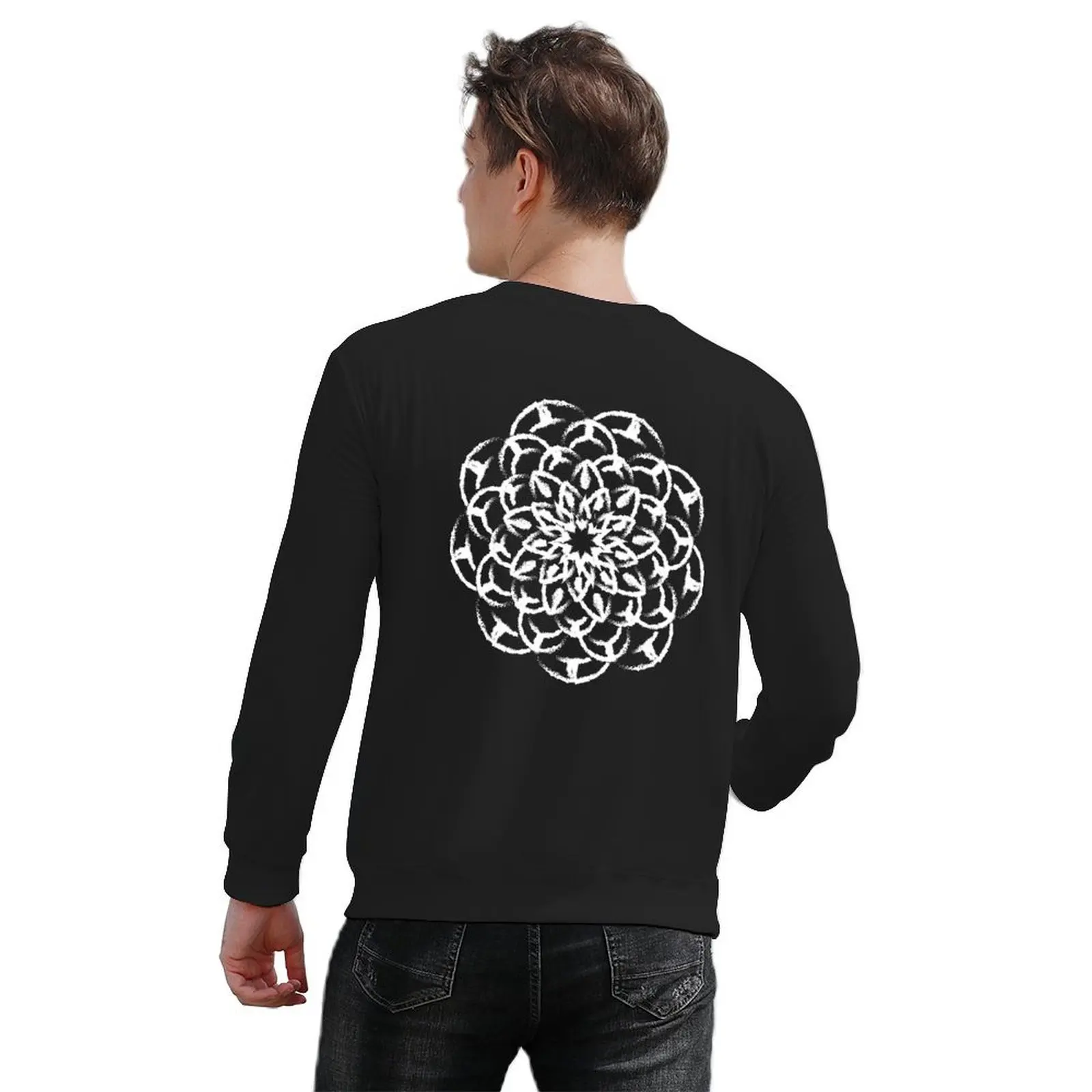 rough brush mandala Pullover korean autumn clothes men's coat mens designer clothes korean clothes new in sweatshirts