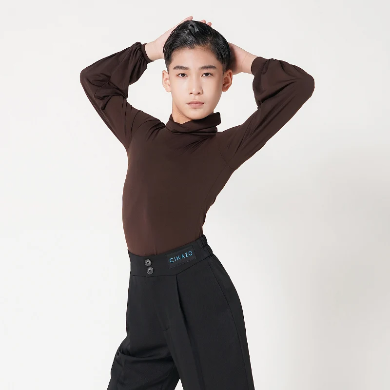 High Collar Latin Dance Tops For Boys Long Sleeved Practice Clothes Chacha Rumba Tango Dress Kids Latin Performance Wear DN16068