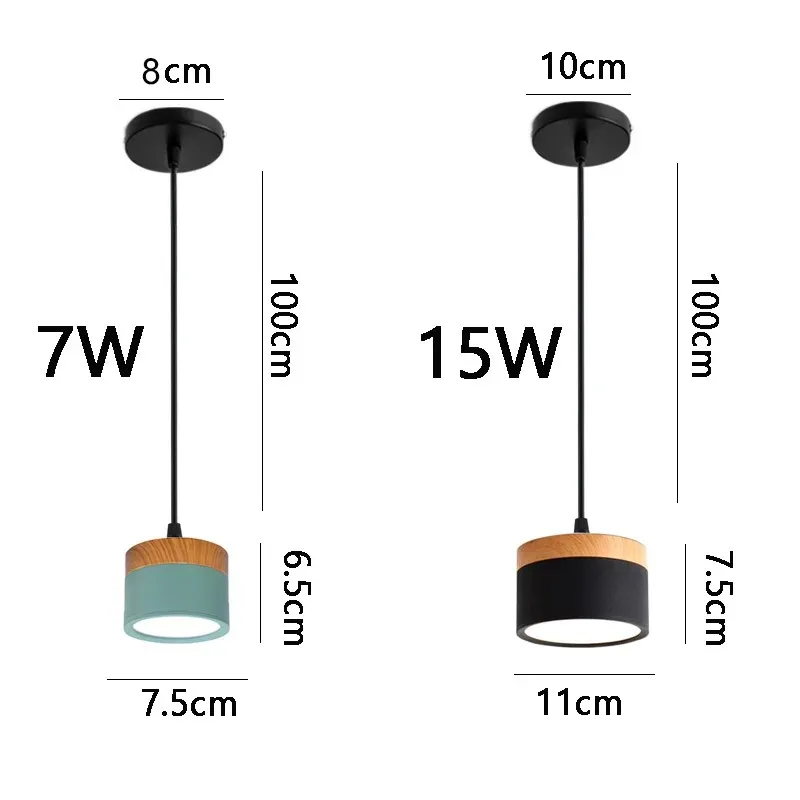 Nowoczesne lampki LED wiszące do salonu z drewna Makeron sypialnia wisząca dekoracyjna z lampkami oprawa 7W 15W AC żyrandol stołowy