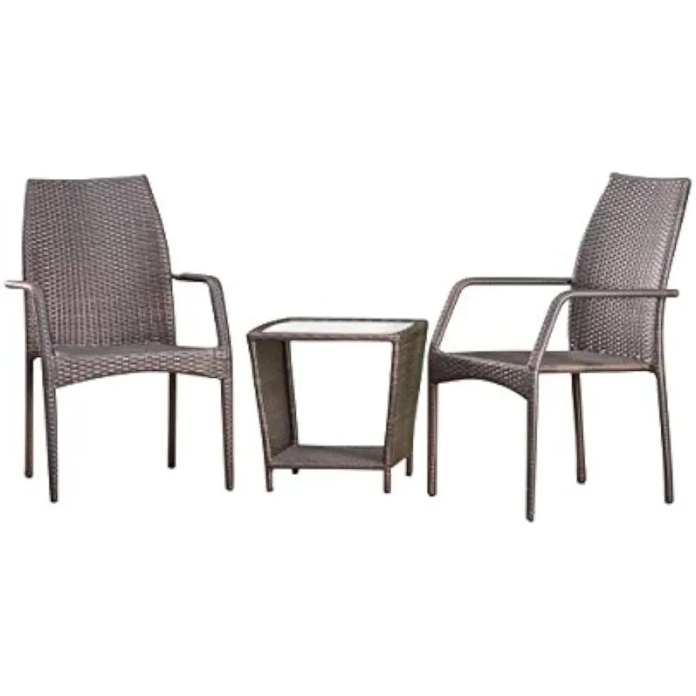 

Cookton Outdoor Wicker Stacking Chair Chat Set, 3-Pcs Set, Multibrown