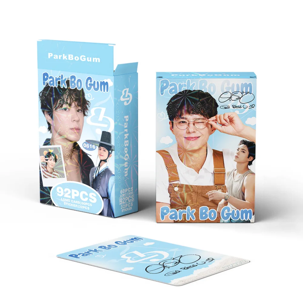 92Pcs/Set Park Bo Gum Merch Pack 60 HD Photocards 32 Stickers Korean Celebrity Mini Lomo Cards Fan Collection Decor view 3