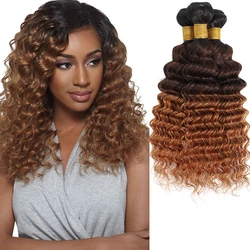 DreamDiana – mèches Deep Wave brésiliennes 4/30 naturelles Remy bouclées, Blond ombré T1B/100%, Extensions de cheveux, 9A, 3 lots
