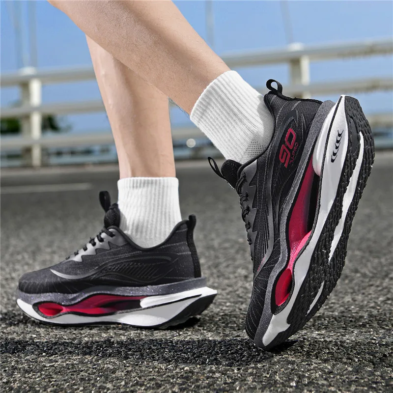 Herren-Freizeitsportschuhe, trendige, dämpfende Laufschuhe mit dicker Sohle, atmungsaktive, leichte Sportschuhe aus Mesh-Material, Laufschuhe mit hoher Dämpfung und weicher Sohle, rutschfest und abriebfest, für Jugendliche und Studenten. – Detail 25