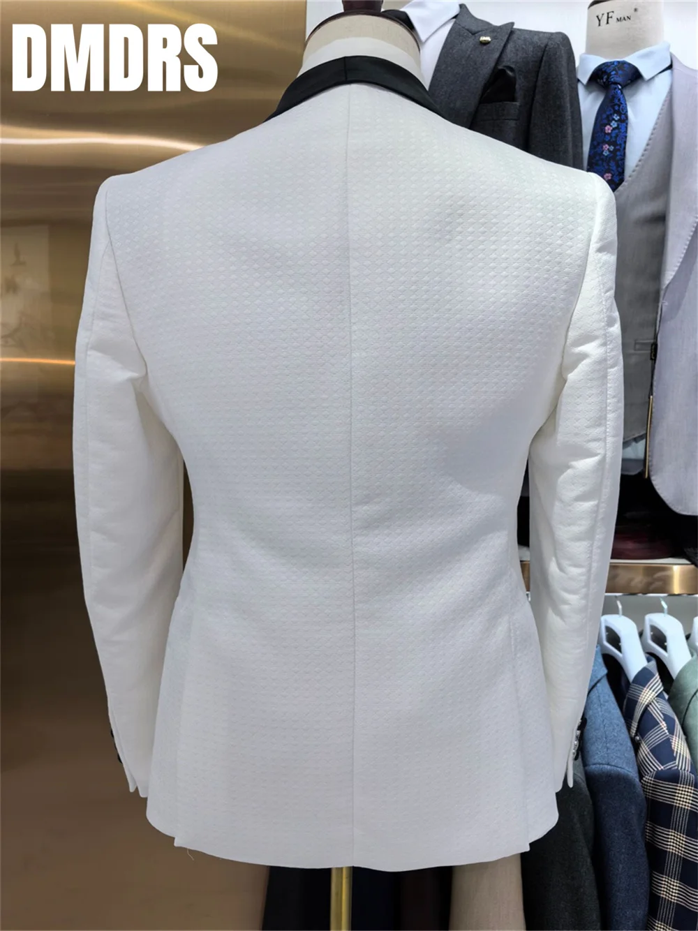 Terno de casamento jacquard masculino, conjunto de 3 peças, vestido de luxo, jaqueta, calça, colete, formal, alta qualidade