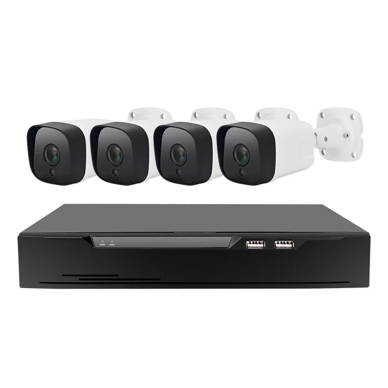 Full hd 4 channel Ai video surveillance PoE NVR camera set IP66 waterproof wired home 4ch 5mp cctv surveillance system