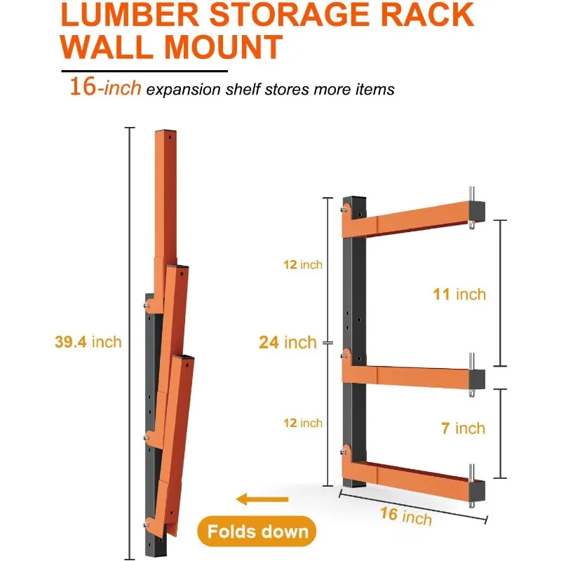 Lumber Rack Wall Mount, Heavy Duty Wood Storage Racks,720 LB Sturdy Garage Wood Organizer, for Indoor and Outdoor