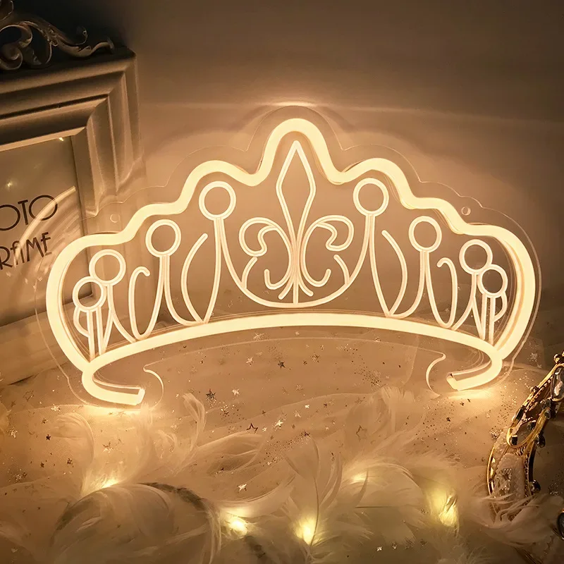 Crown Neon Lights Led Sign Wall Styling Bedroom ambient light Indoor Birthday Wedding Shop Window Restaurant Decoration Warm