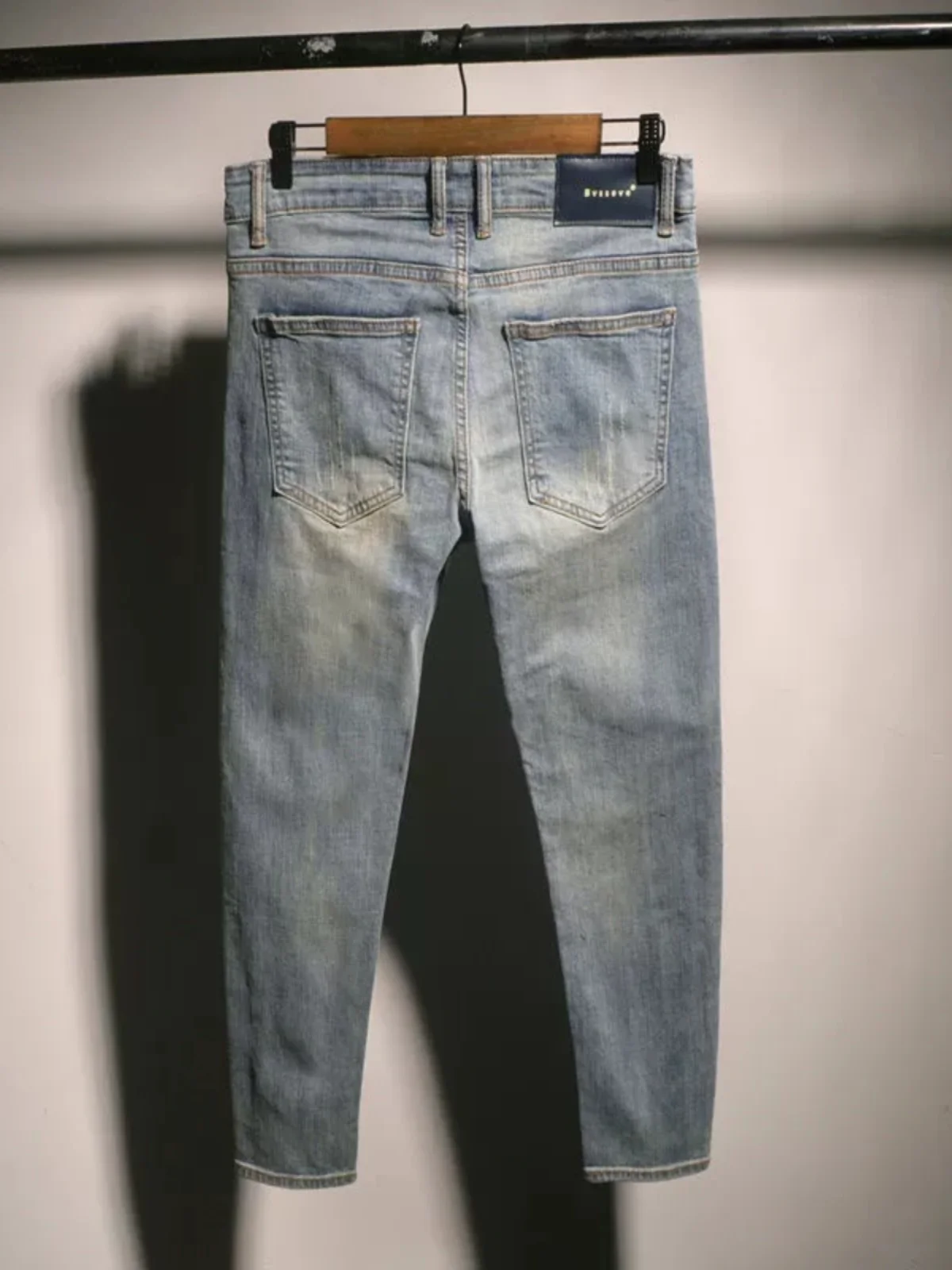 

Retro Slim Fit Nine-Tenths Jeans Men's Casual Light Colored Jeans mid Waist Long Pants Youth Trendy Sle Autumn Season