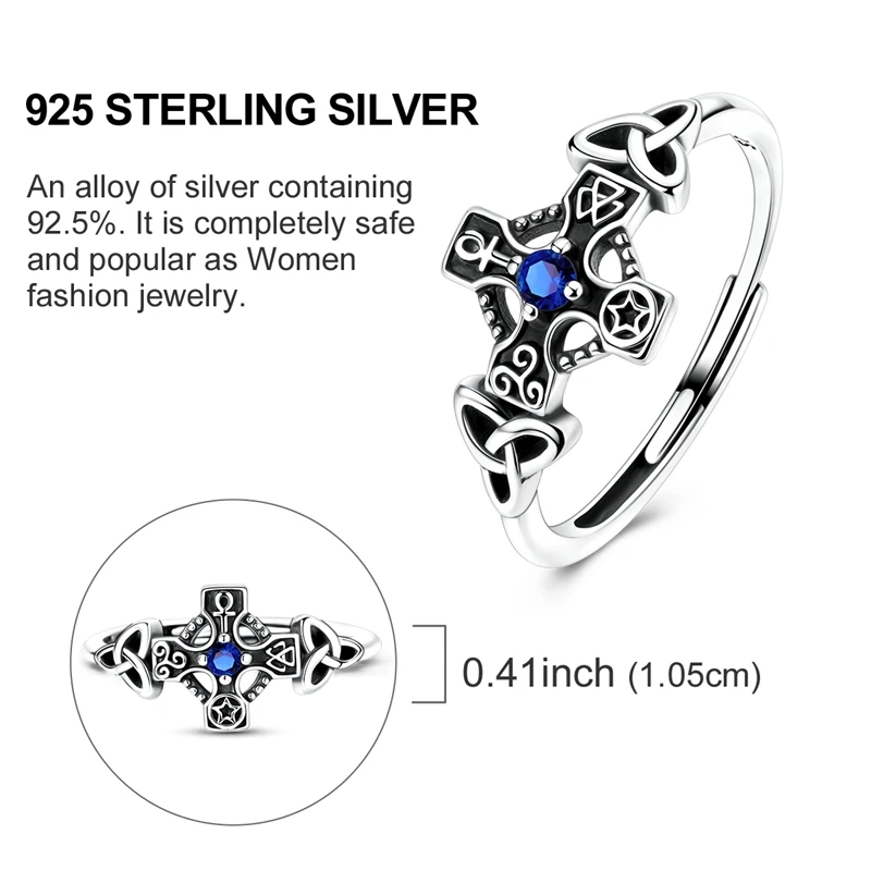 Anelli aperti incrociati con nodo celtico originale in argento sterling 925 per gioielli da donna e ragazza, regali di anniversario di compleanno