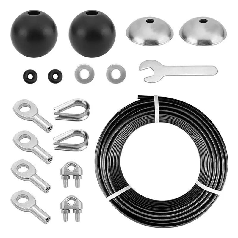 

FSTE-32.8Ft Cable Replacement Kit For Gym Pulley, 5.0Mm Steel Wire Rope For LAT Pulldown, Low Row, Home Gym Machine