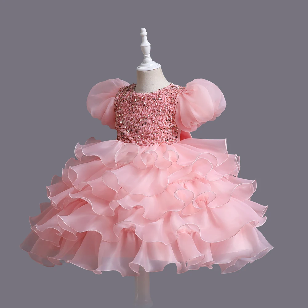 Children in Europe   Puffy sleeves Sequins Gauze Puffy skirt Princess dress Costumes