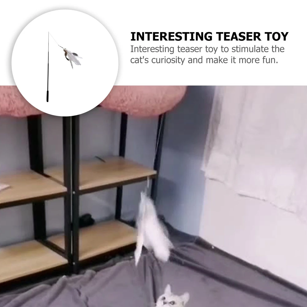 

2 Pcs Retractable Fishing Rod Teasing Cat Stick Kitten Chasing Plaything