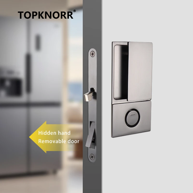 Ghost Door Handleless Bathroom Bedroom Mobile Sliding Door Hook Lock Pocket Sliding Door Double-Sided Silent Sliding Door Lock