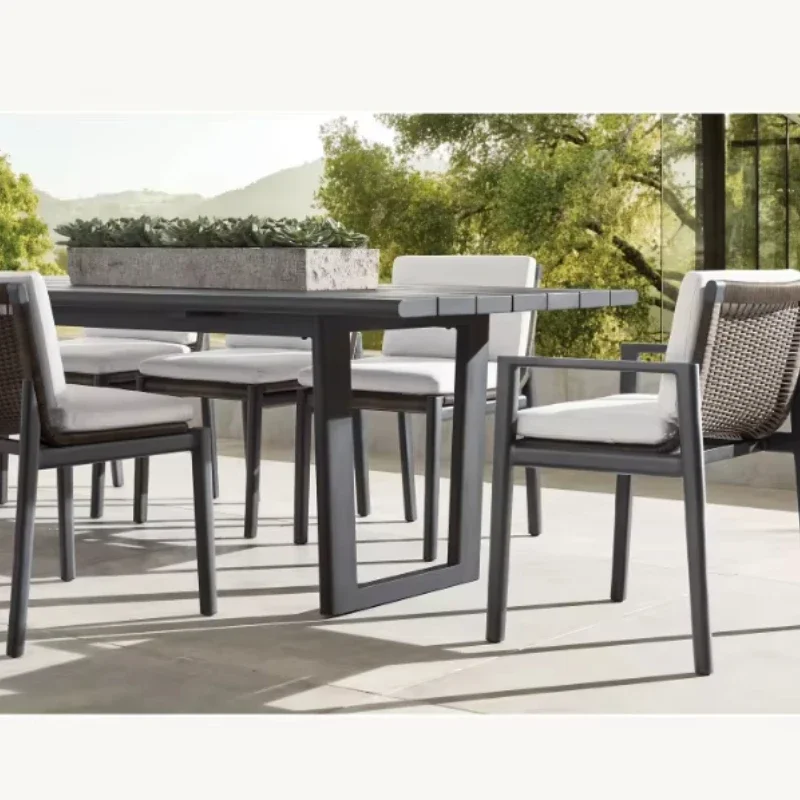

Green terrace tableware, outdoor furniture, durable aluminum dining table