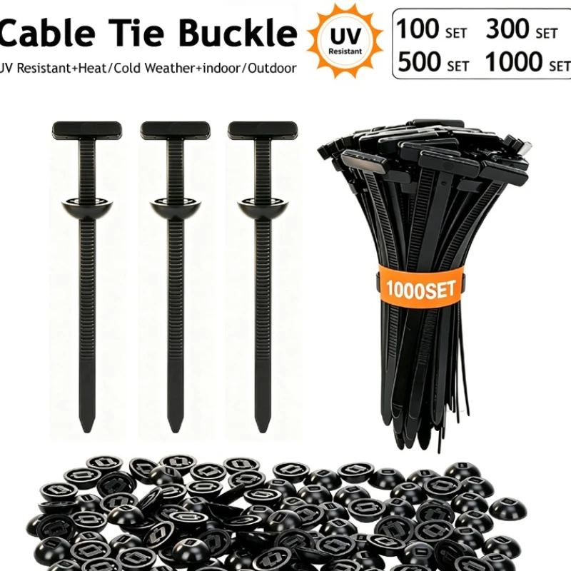 100-1000set Heavy Duty Zip Ties Plastic Cable Tie Buckle Nylon UV Resistant Cable Tie Clips, For Car Fender Mudguard Fasteners